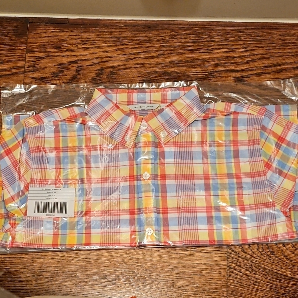 Janie and Jack Red and Yellow Button Down Shirt